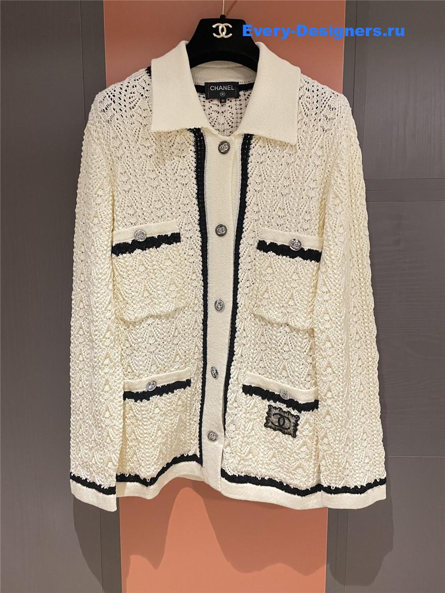 Ch**el white knit cardigan