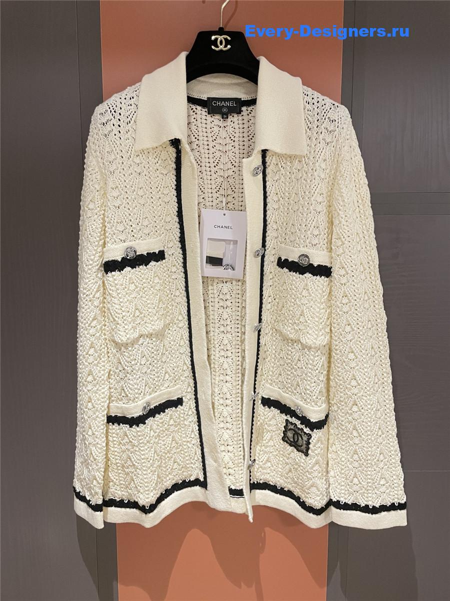 Ch**el white knit cardigan