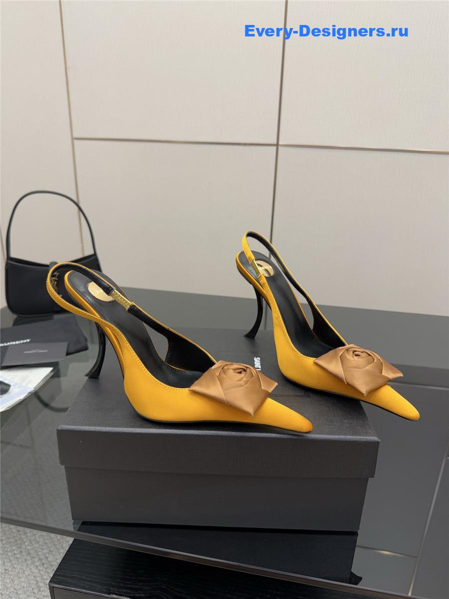 Sa1nt Lau*nt yellow floral pumps