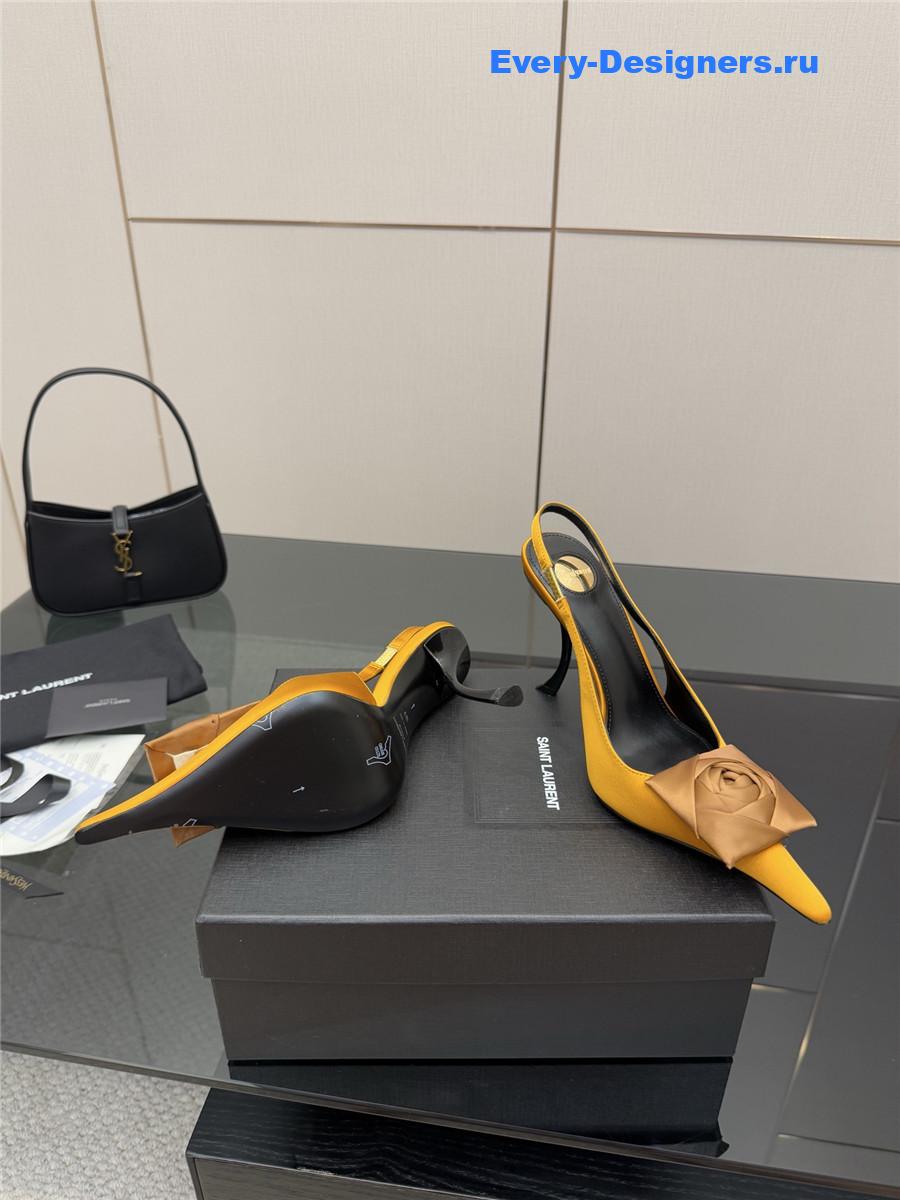 Sa1nt Lau*nt yellow floral pumps