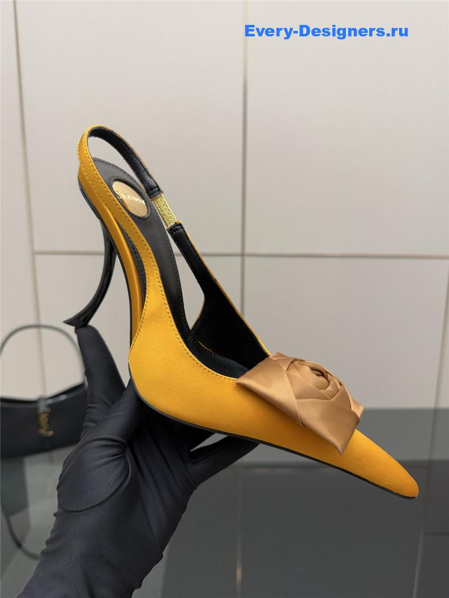 Sa1nt Lau*nt yellow floral pumps