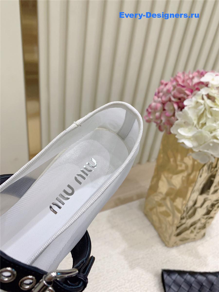 Miu Miu white mesh fabric ballerinas