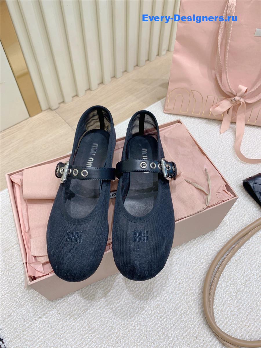 Miu Miu Black Mesh Ballerinas