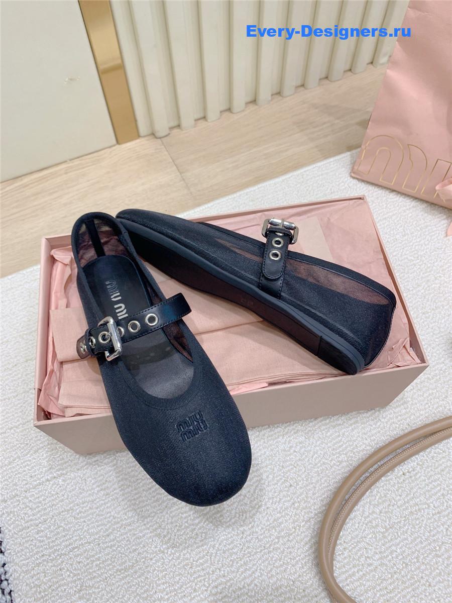 Miu Miu Black Mesh Ballerinas
