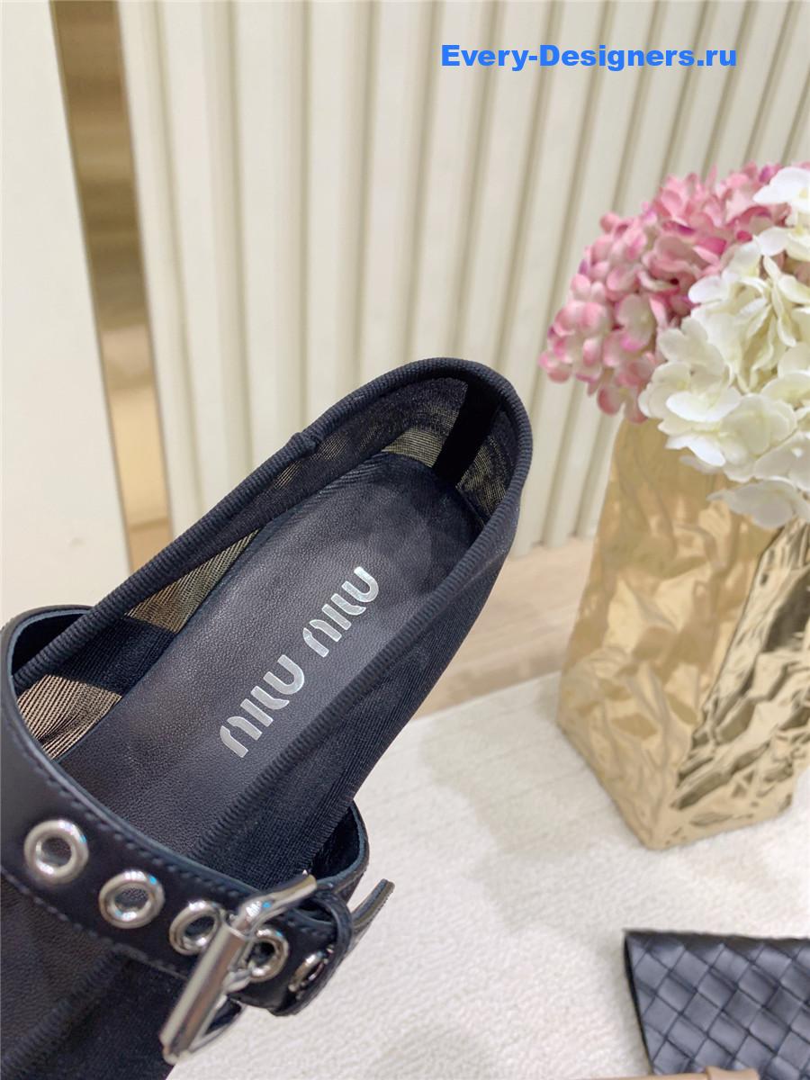 Miu Miu Black Mesh Ballerinas