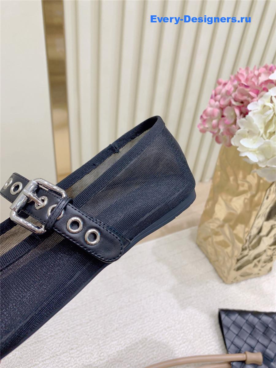 Miu Miu Black Mesh Ballerinas