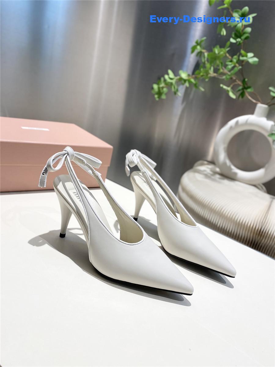 Miu Miu White Kitten Heel Pumps