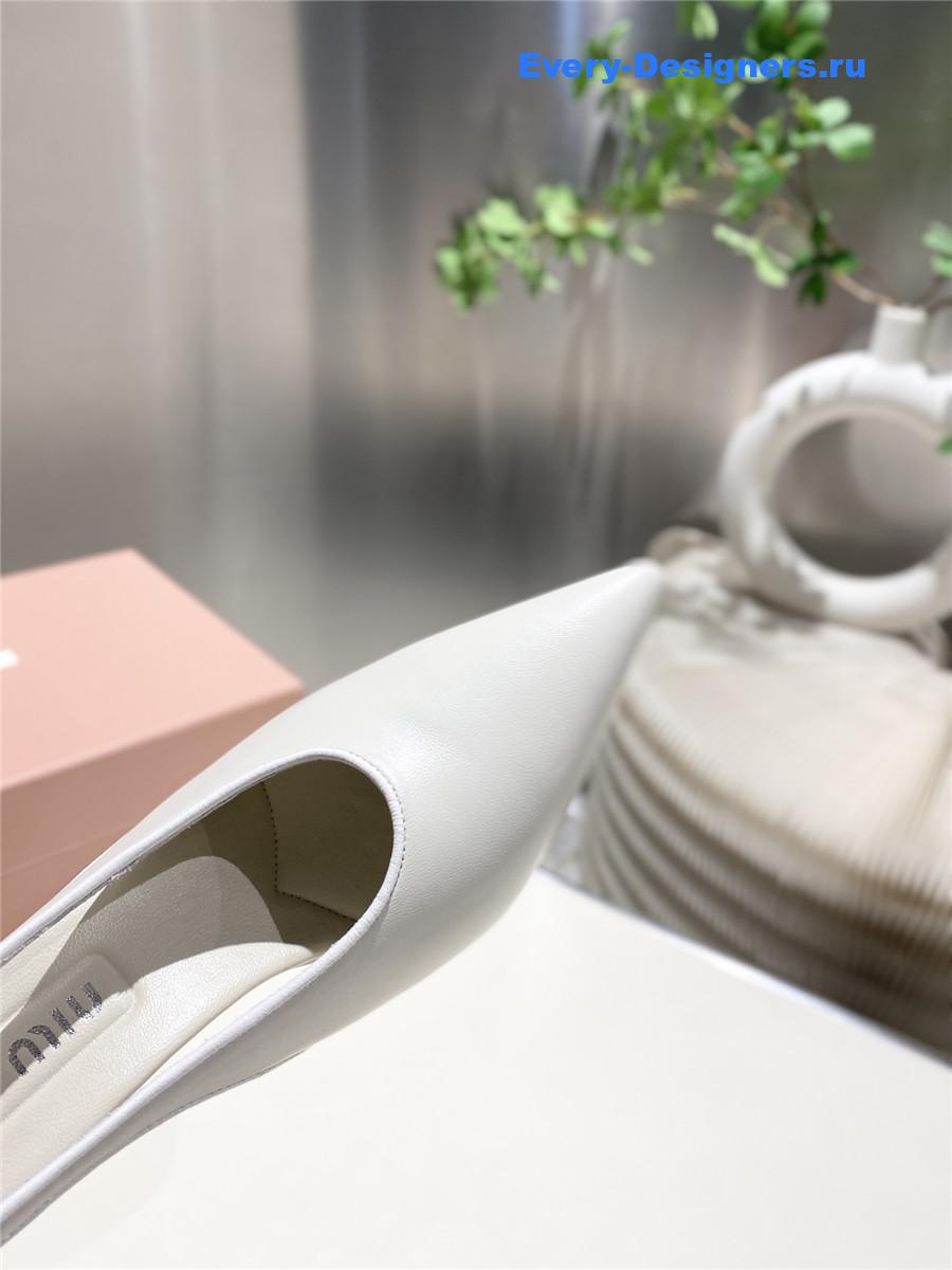 Miu Miu White Kitten Heel Pumps