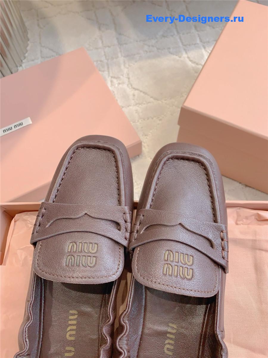 Miu Miu Brown Metallic Loafers