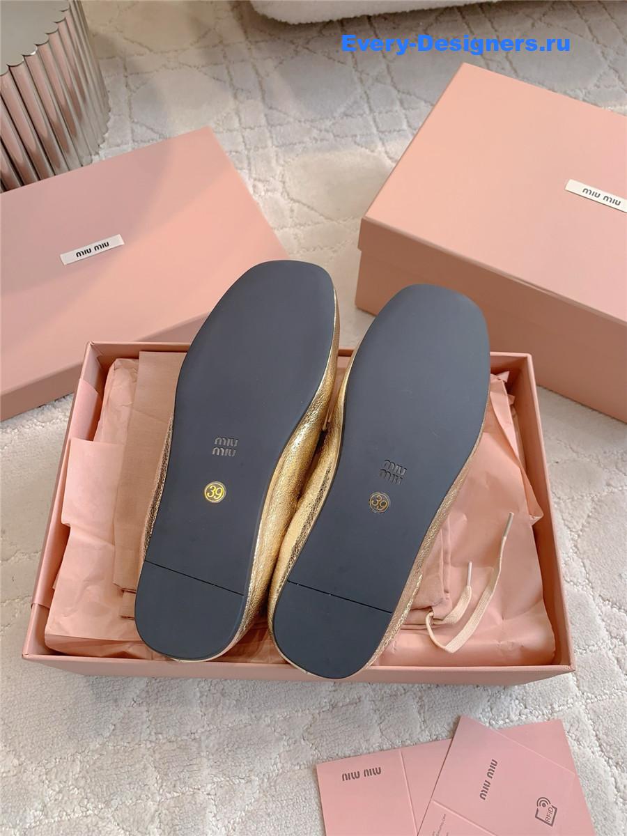 Miu Miu Gold Metallic Loafers
