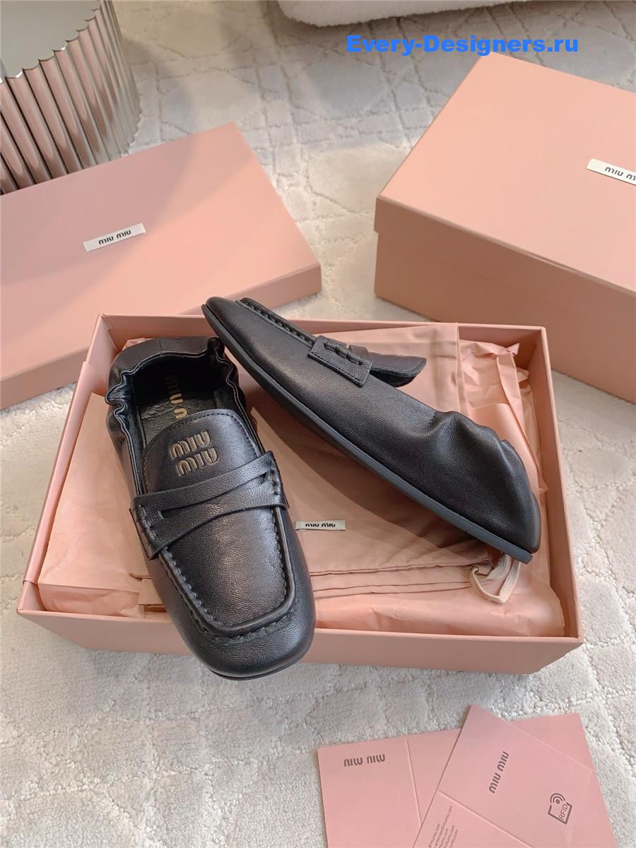 Miu Miu Black Metallic Loafers