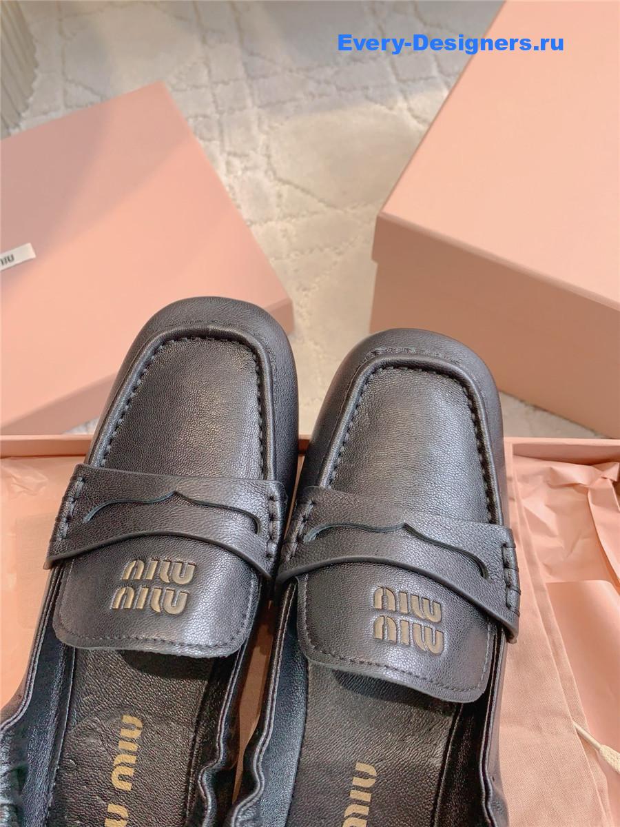 Miu Miu Black Metallic Loafers