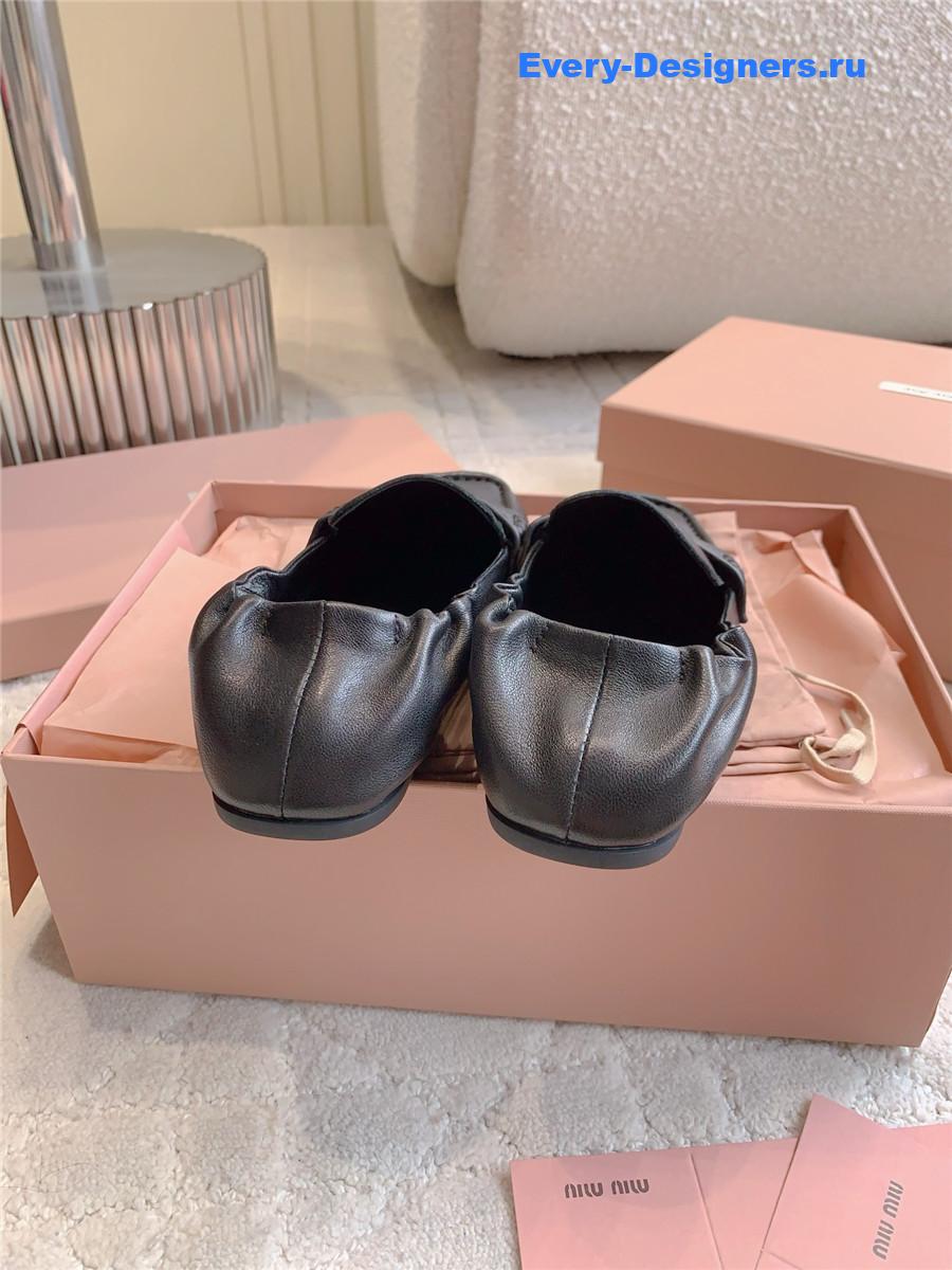 Miu Miu Black Metallic Loafers