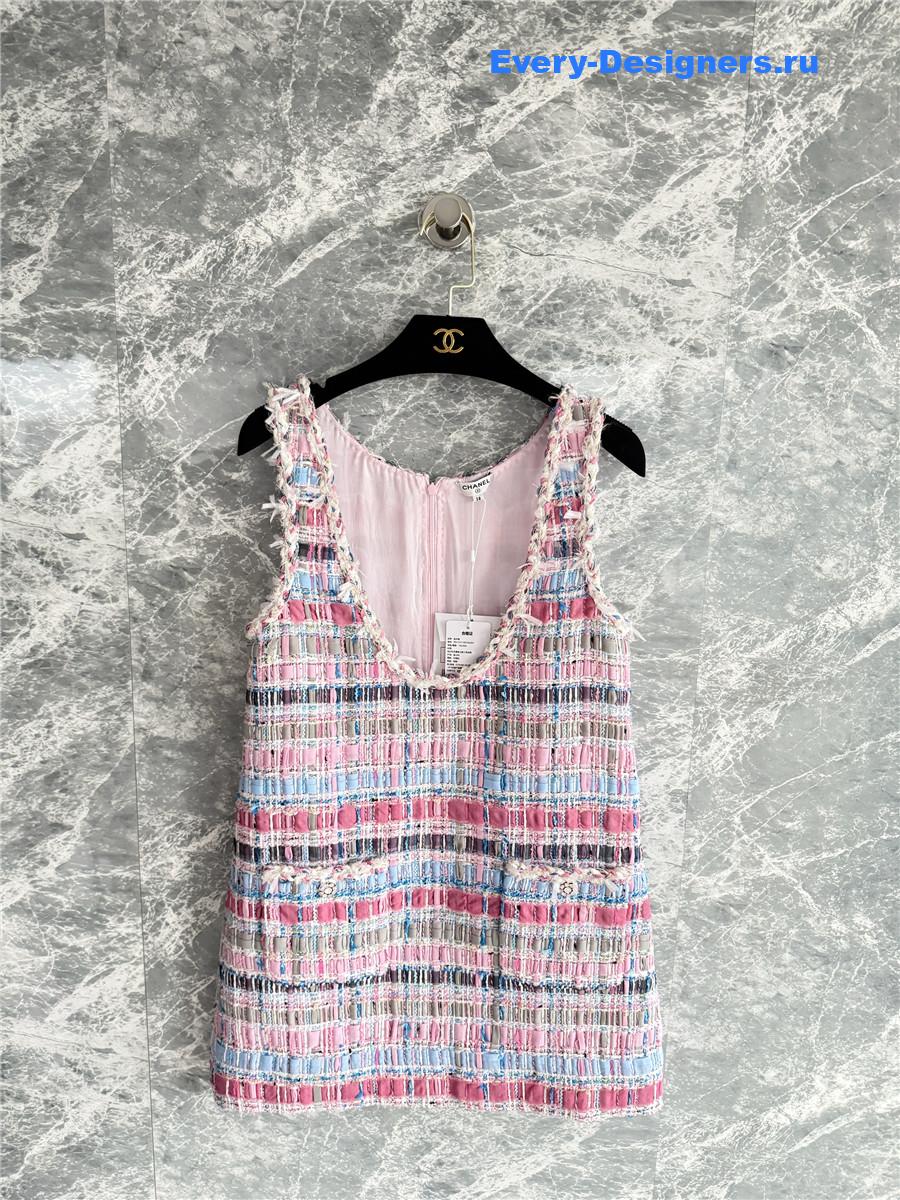 Ch**el pink cotton & silk tweed dress