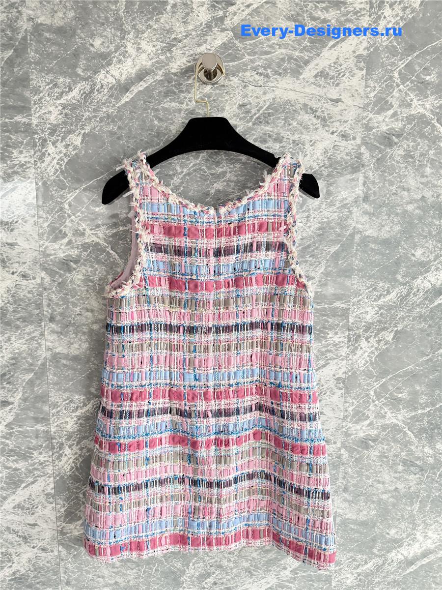 Ch**el pink cotton & silk tweed dress