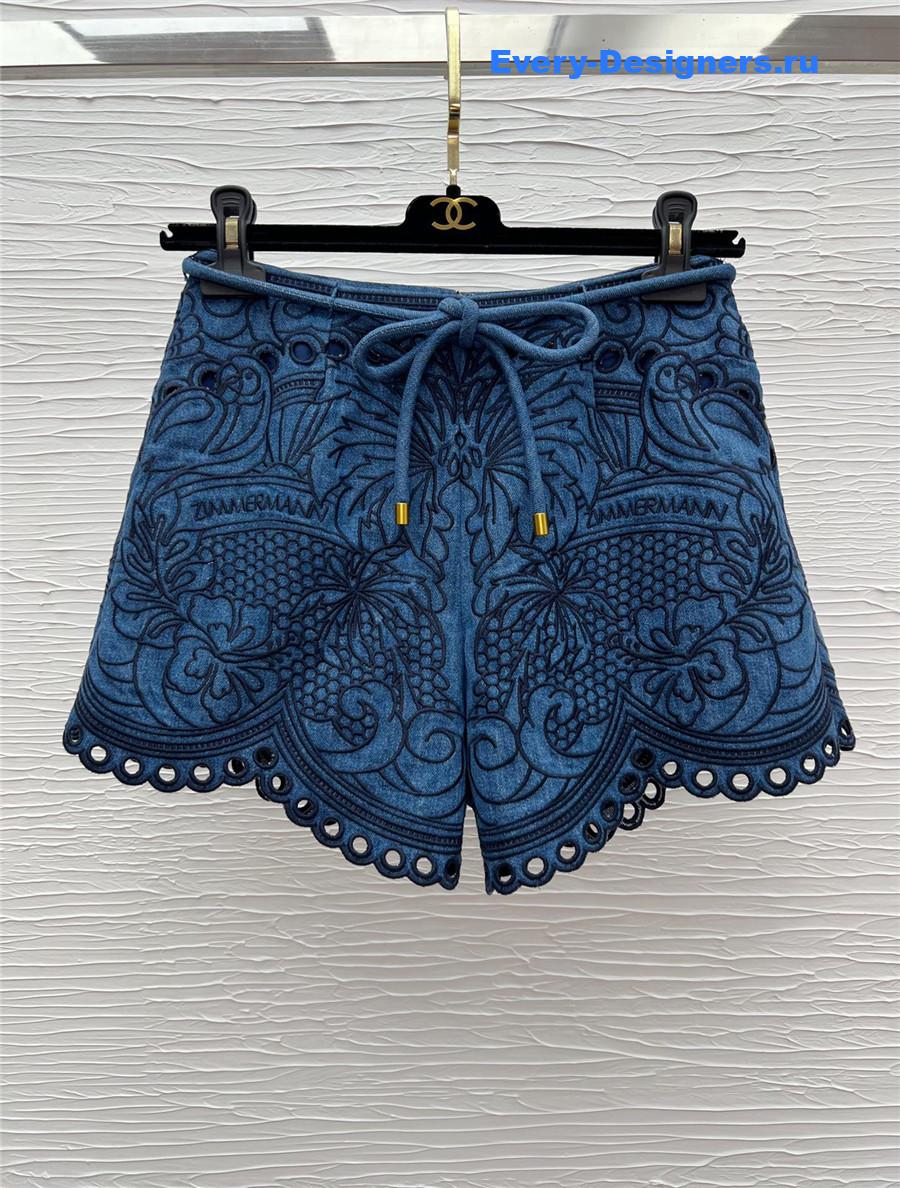 Zimm Coco Embroidered Denim Shorts