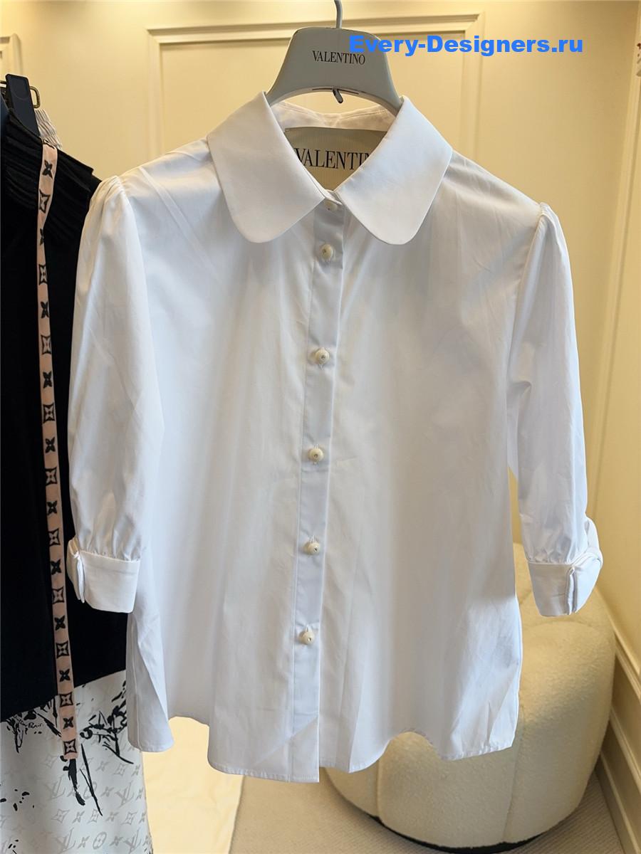 Va1e*ntin0 white puffed sleeve button-up shirt