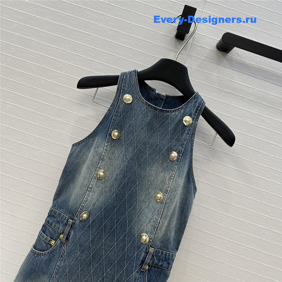 BALMAIN Embroidered Denim Mini Dress