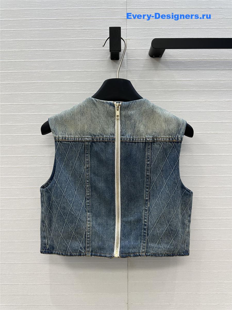 Balmain Buttoned Denim Crop Top