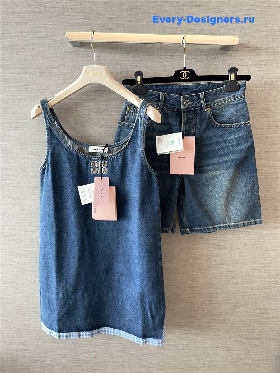 Miu Miu Navy Denim Mini-Dress
