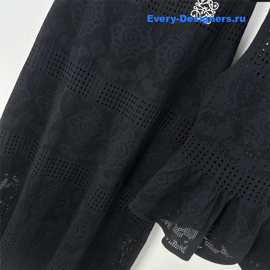 L0ew* black lace vest skirt suit