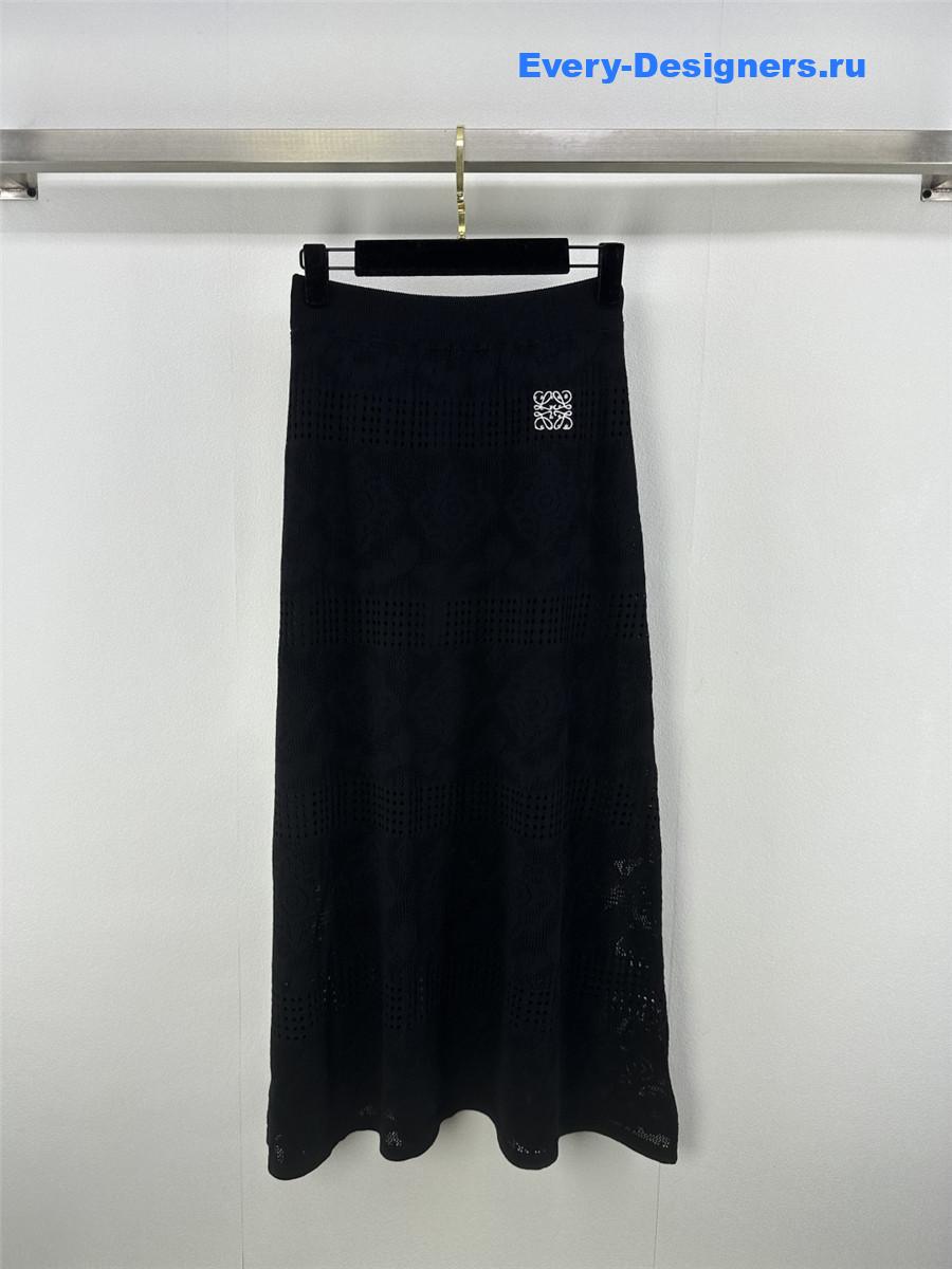 L0ew* black lace vest skirt suit