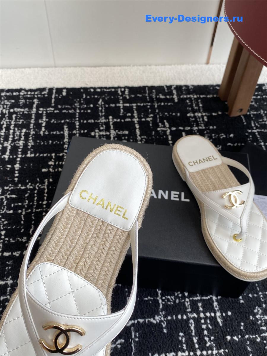 Ch**el white suede thongs