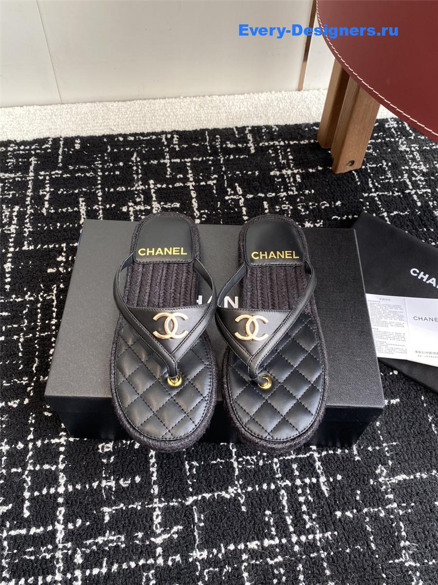 Ch**el black suede thongs