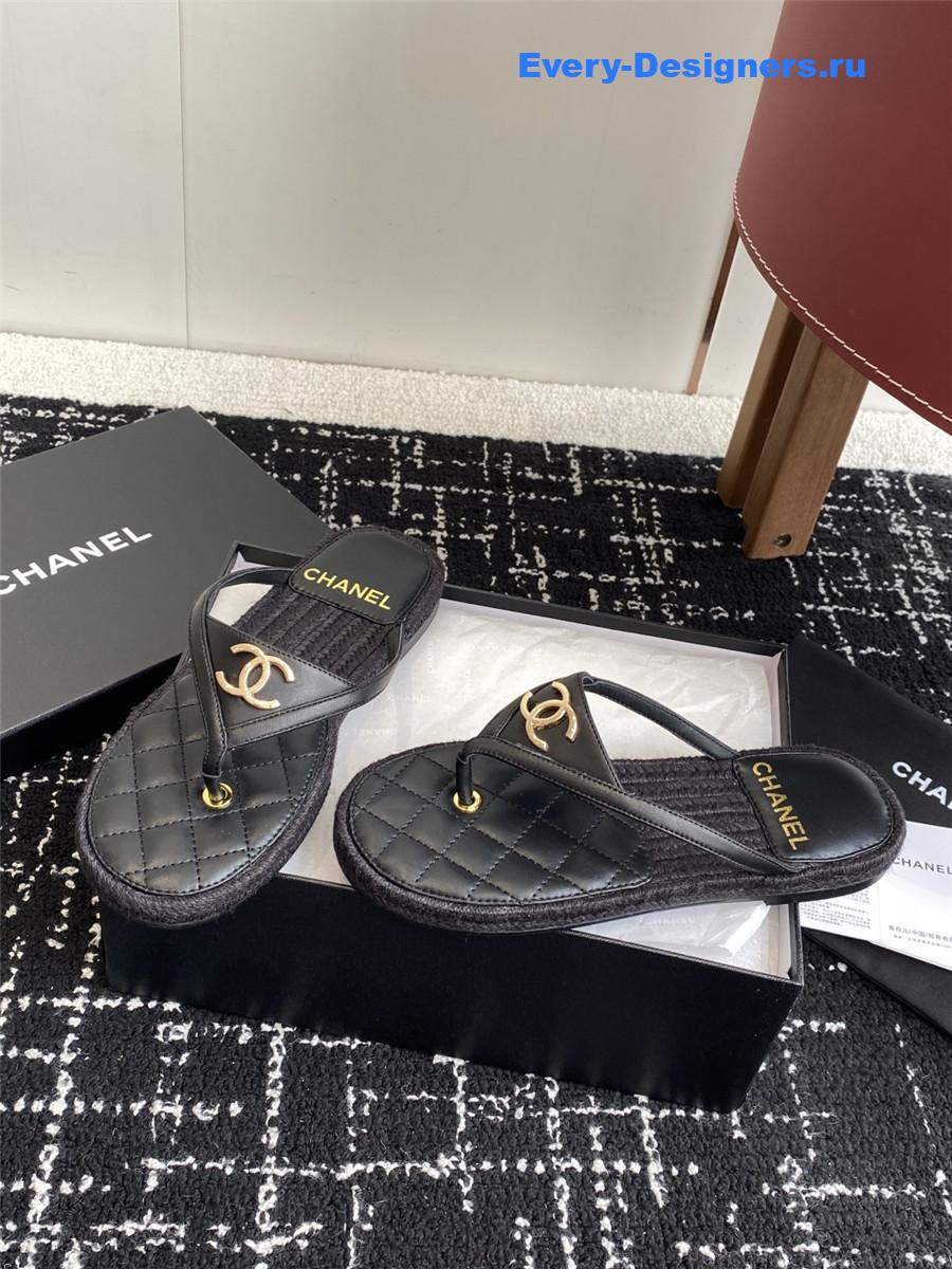 Ch**el black suede thongs