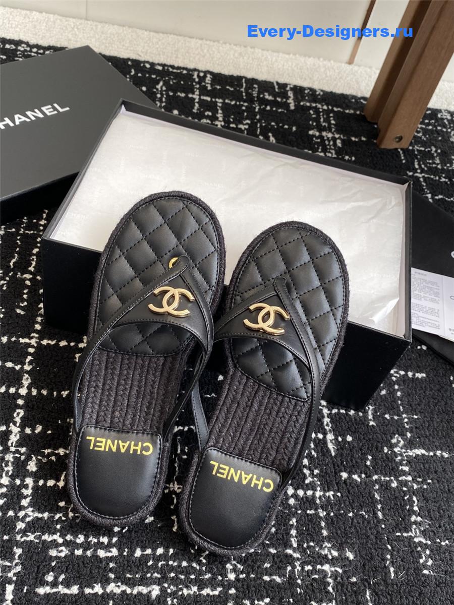 Ch**el black suede thongs