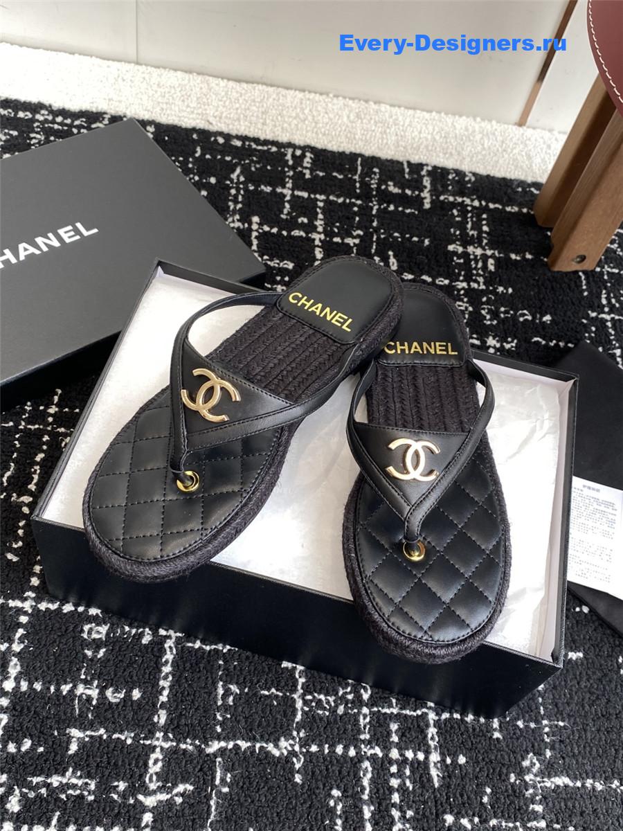 Ch**el black suede thongs