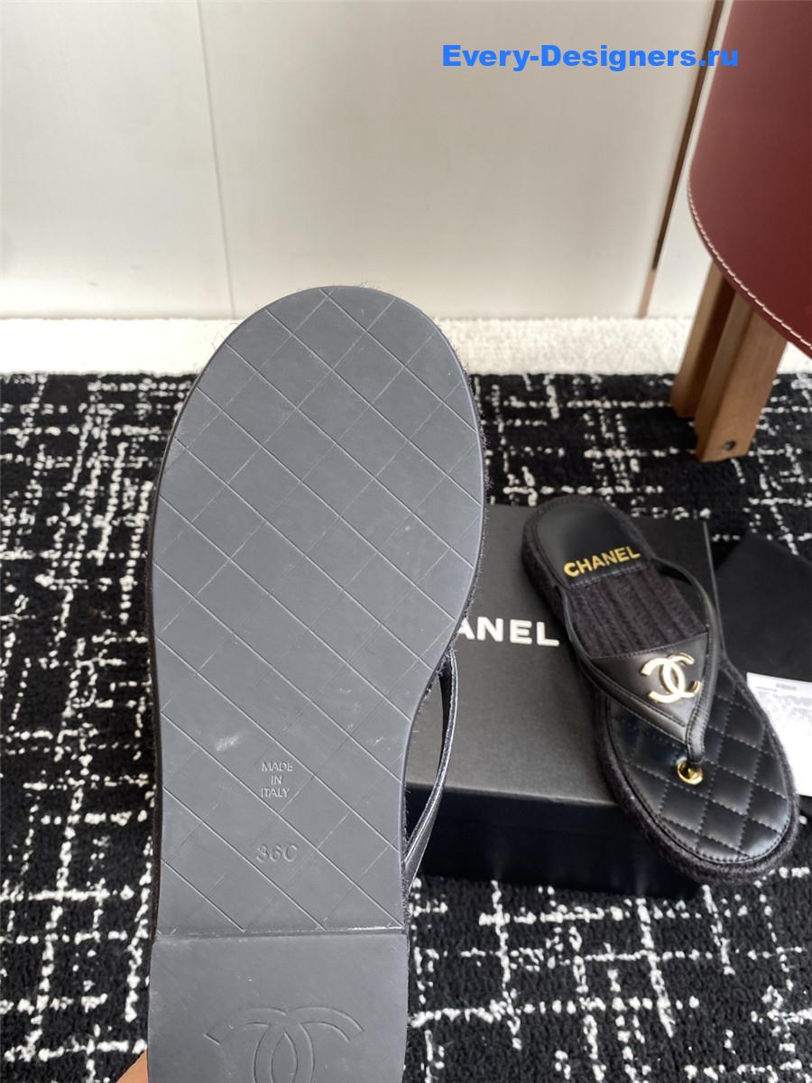 Ch**el black suede thongs