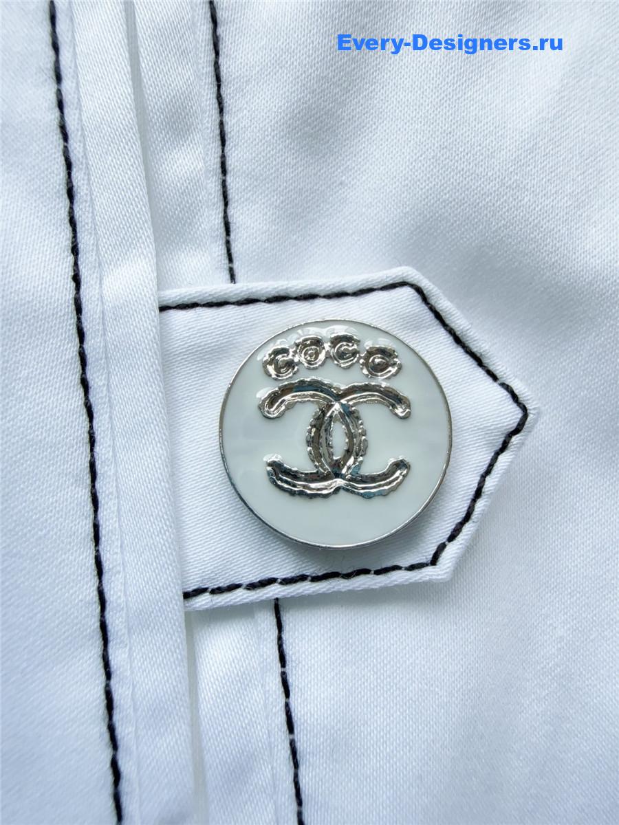 Ch**el white ribbon bow jacket