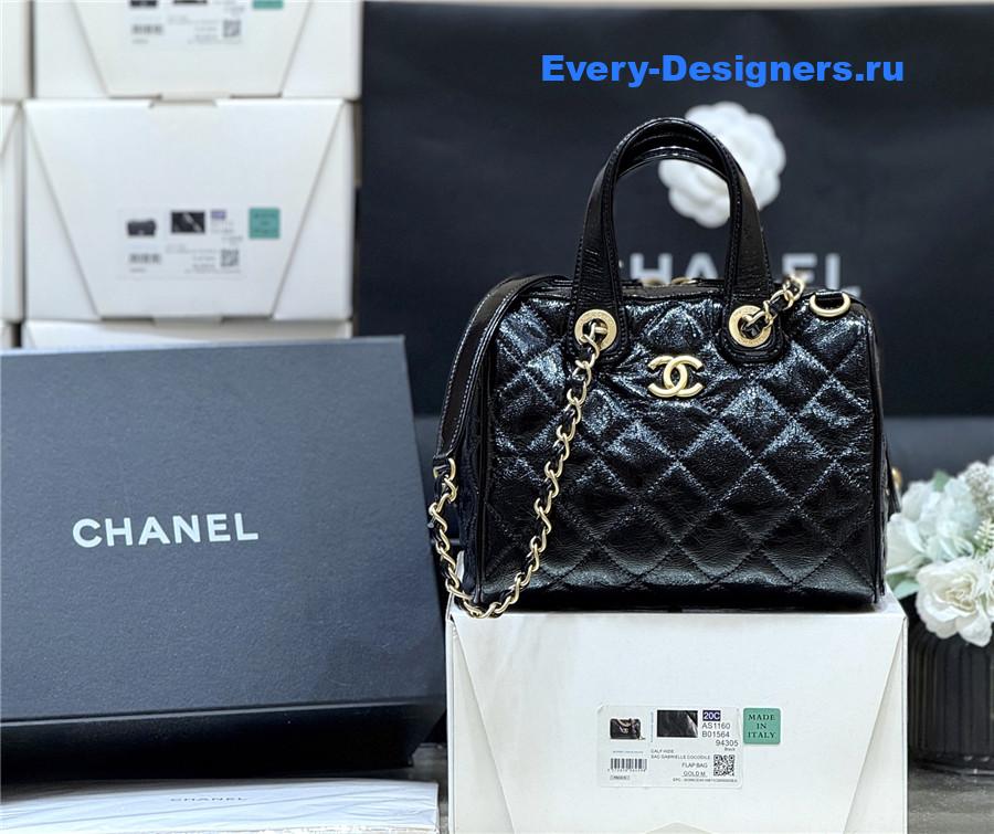 Ch**el black patent suitcase