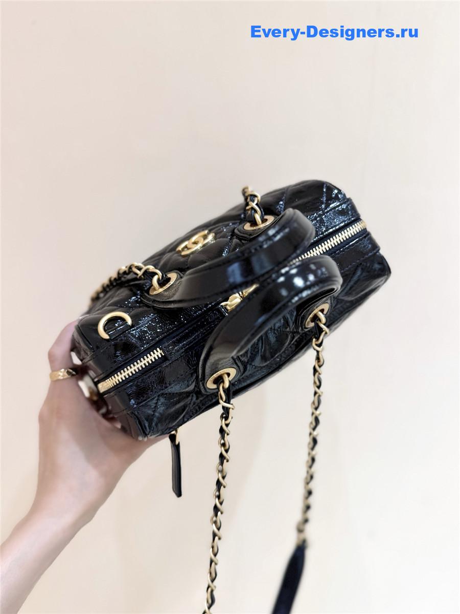 Ch**el black patent suitcase