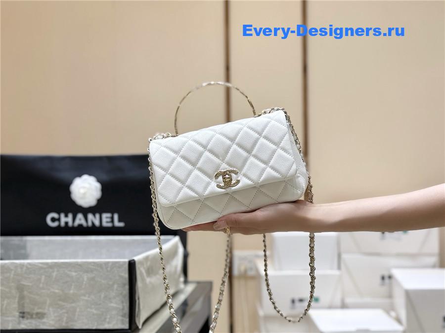Ch**el white shiny clutch
