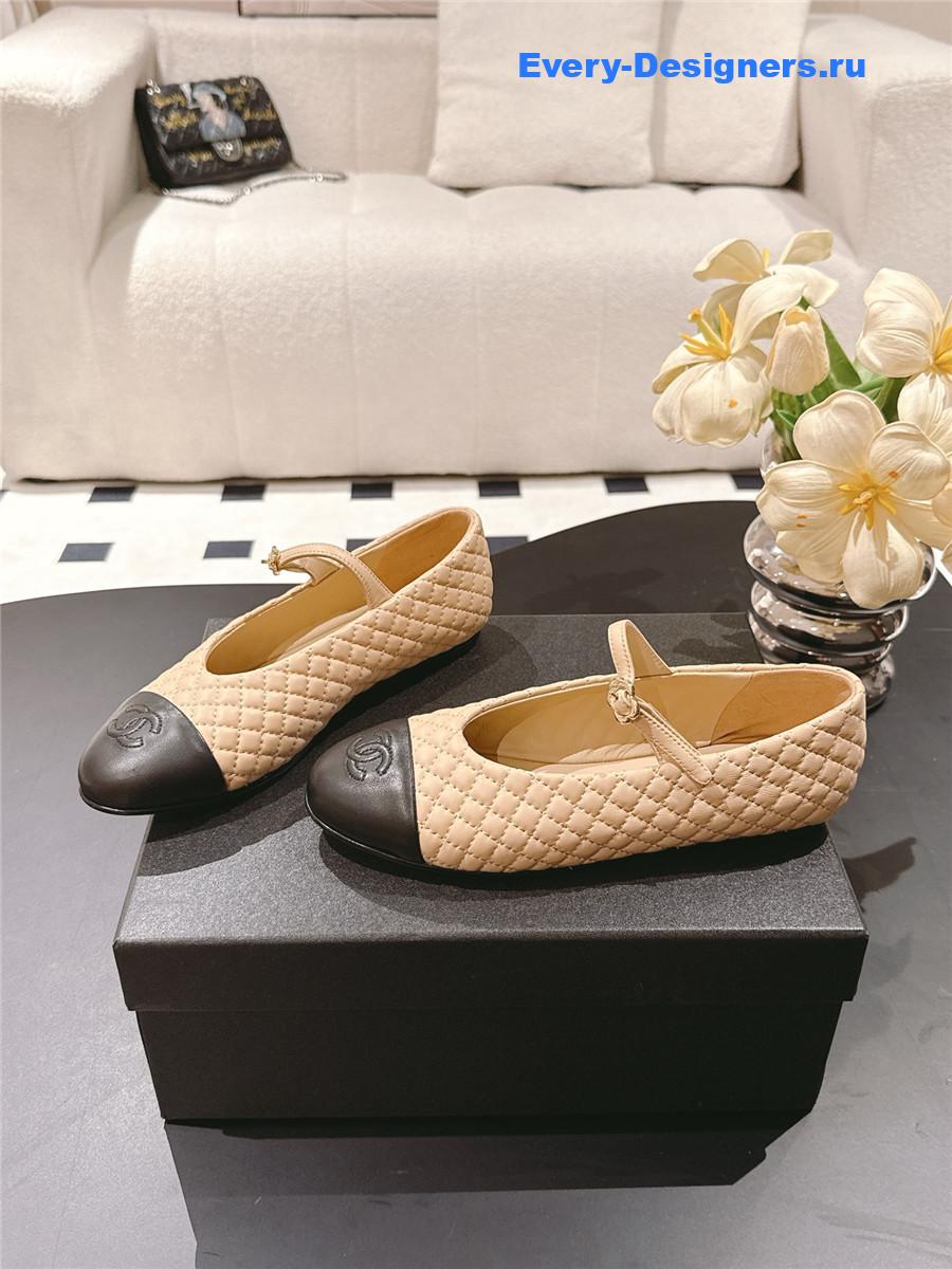 Ch**el beige cotton lambskin mary janes