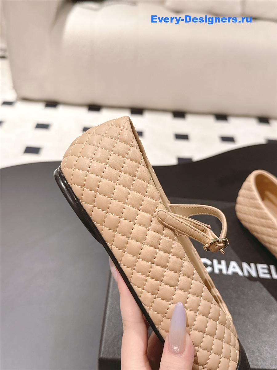 Ch**el beige cotton lambskin mary janes