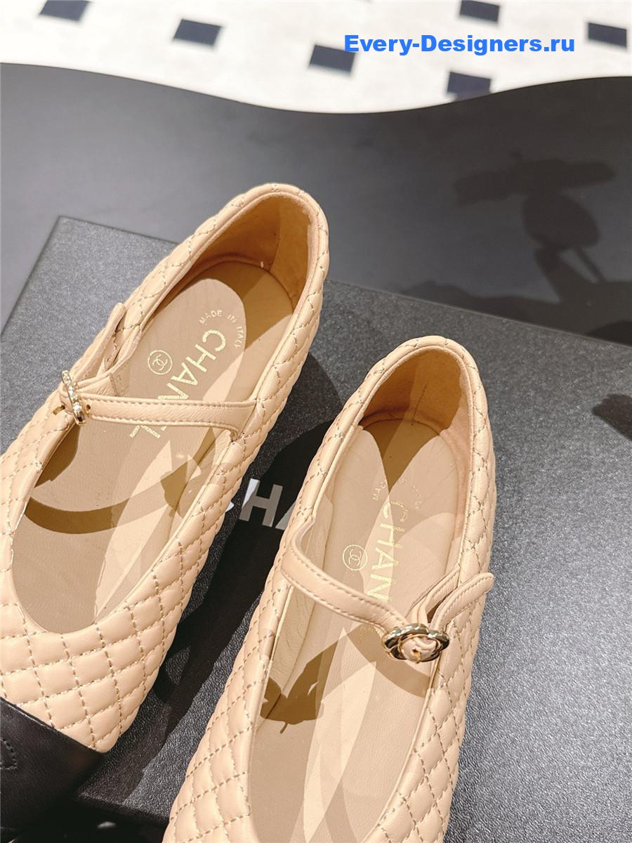 Ch**el beige cotton lambskin mary janes