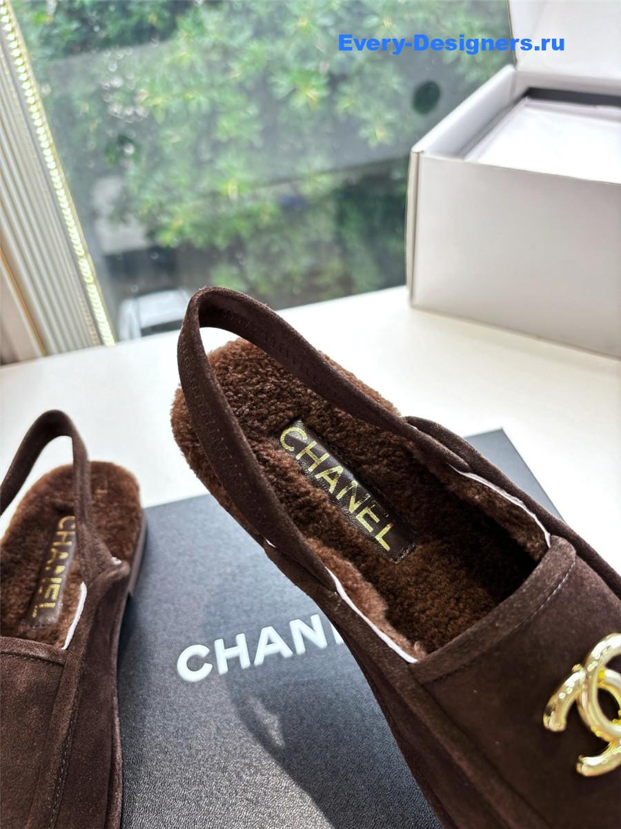 Ch**el wool mary jane sandals in brown