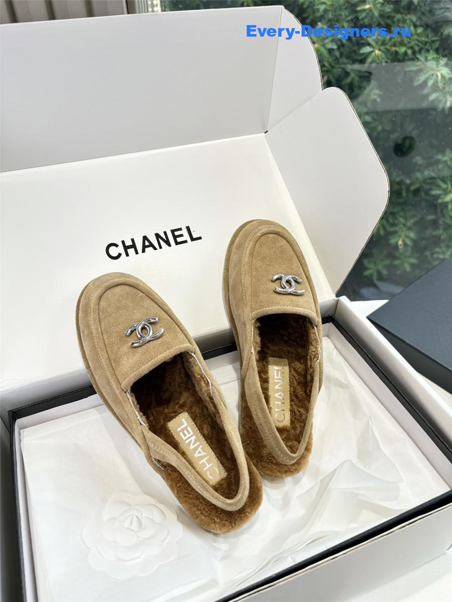 Ch**el mary jane wool cap toe sandals in beige