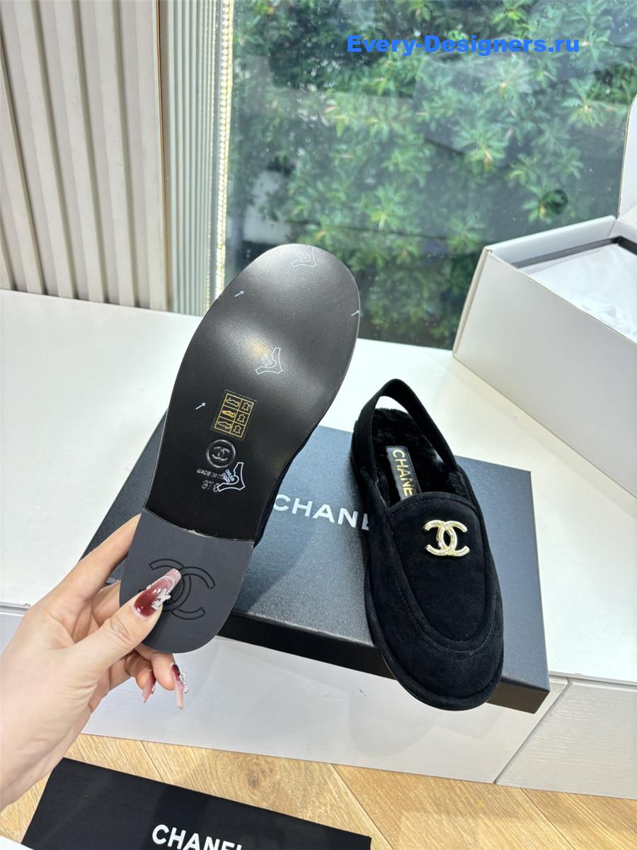 Ch**el mary jane wool cap toe sandals in black