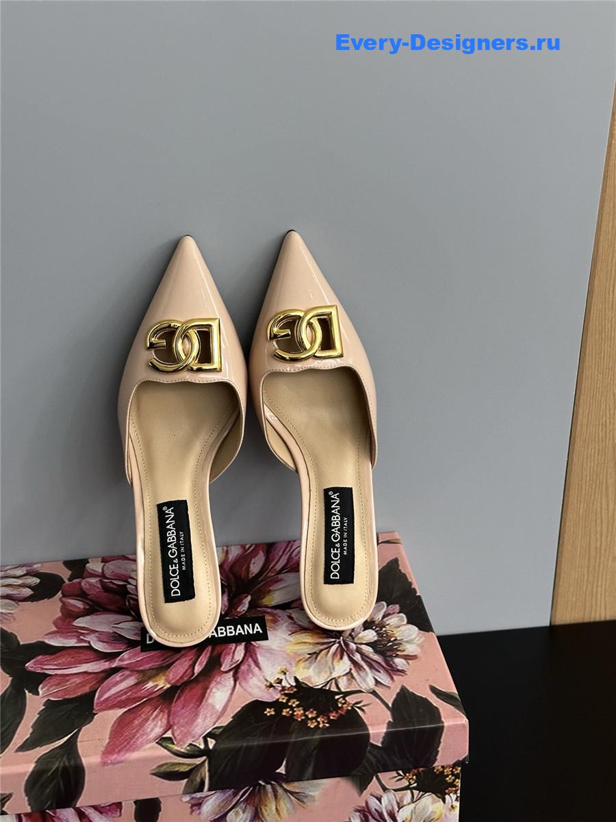 Dolce & Gabbana Beige Patent Mules