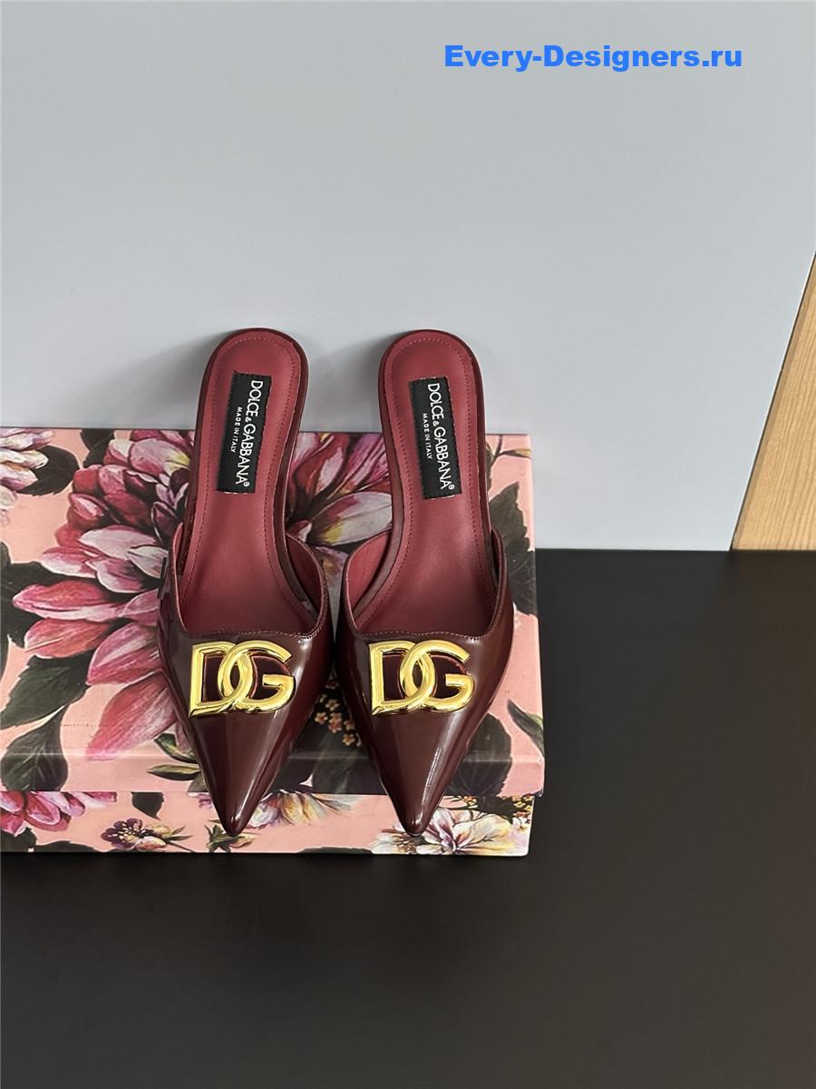 Dolce & Gabbana Burgundy Patent Mules