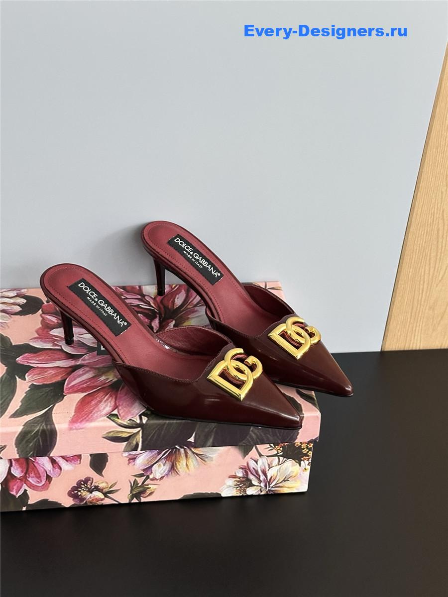 Dolce & Gabbana Burgundy Patent Mules