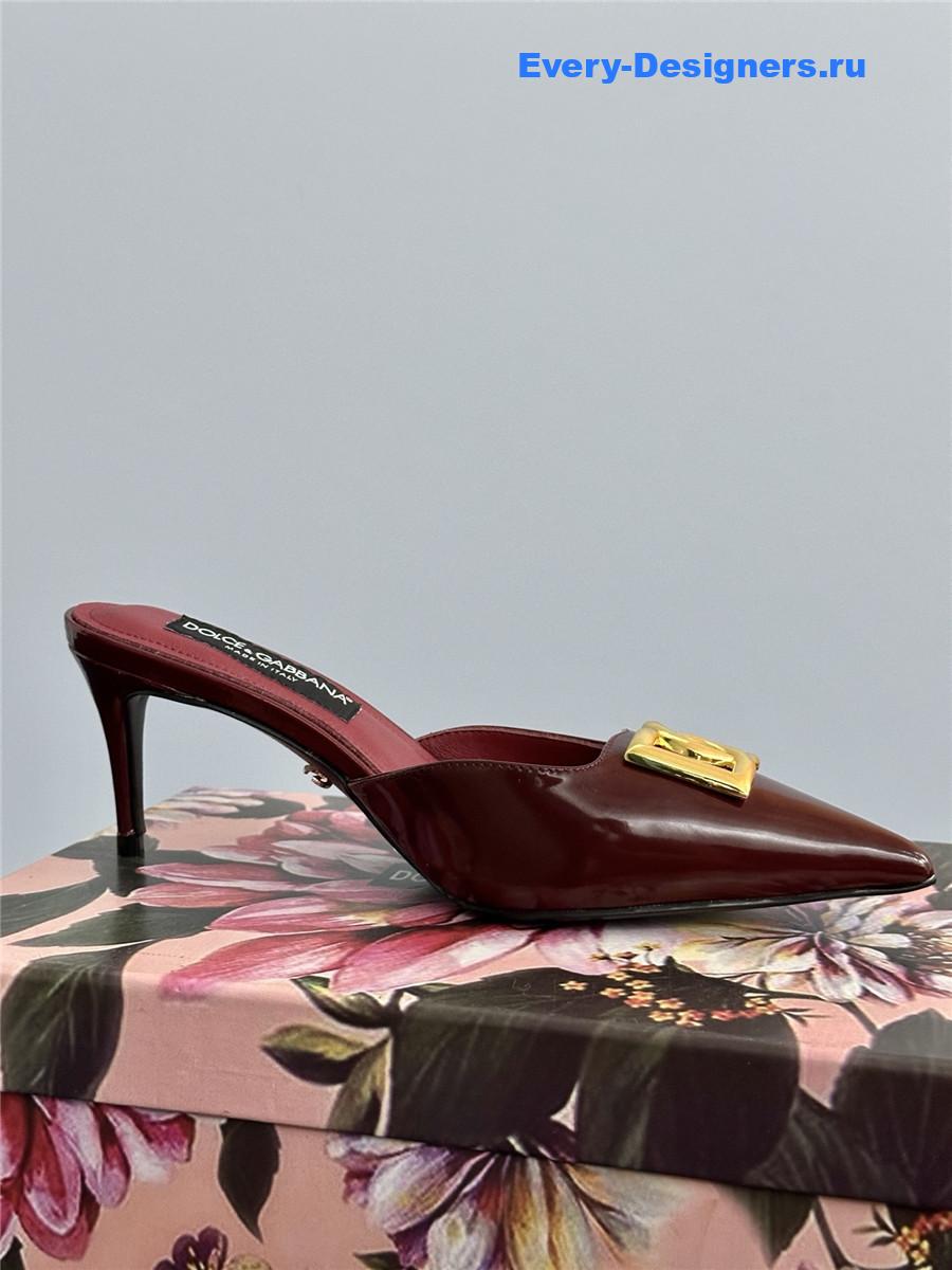 Dolce & Gabbana Burgundy Patent Mules