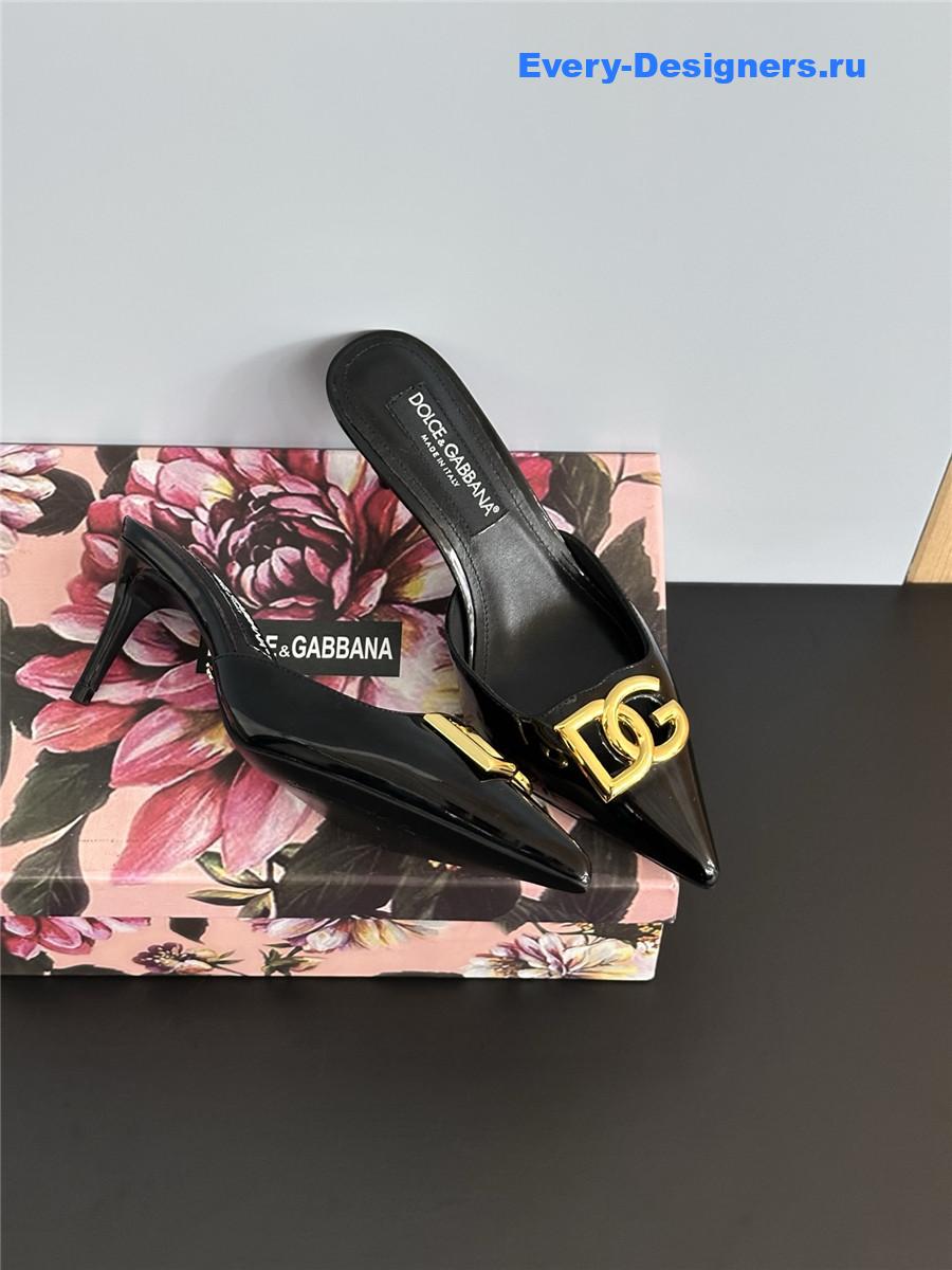 Dolce & Gabbana Black Patent Mules