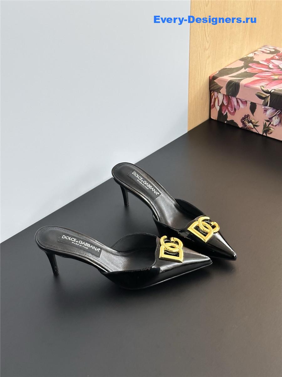Dolce & Gabbana Black Patent Mules