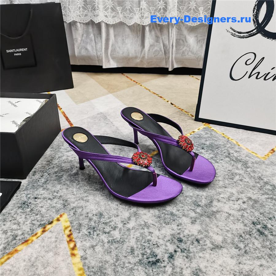 Sa1nt Lau*nt purple rhinestone slippers