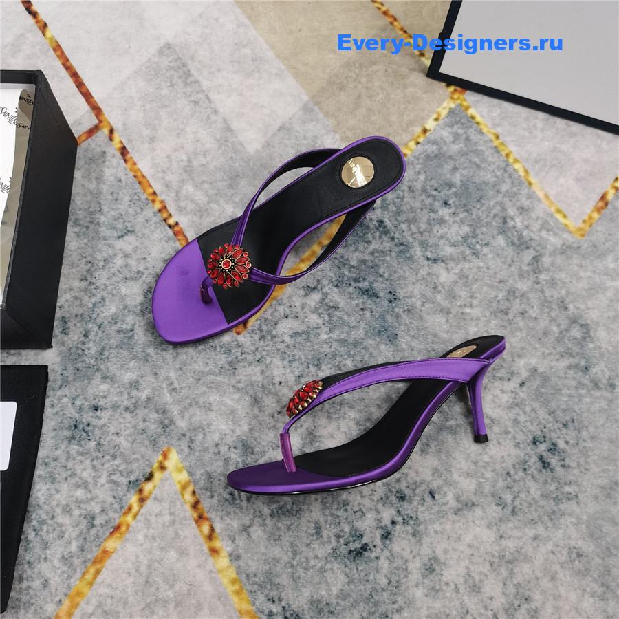 Sa1nt Lau*nt purple rhinestone slippers